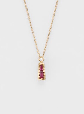 冰晶锥形红宝石纯银项链