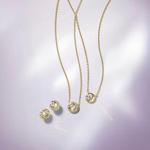 日系轻奢star jewelry 双重月亮 新月钻石 纯银镀金 耳钉项链