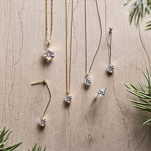 日系轻奢star jewelry 蜂巢六芒星 白水晶 立体六边形 耳环项链