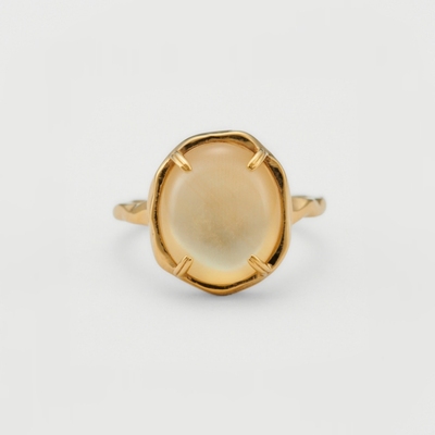 女纯银日系黄水晶戒指