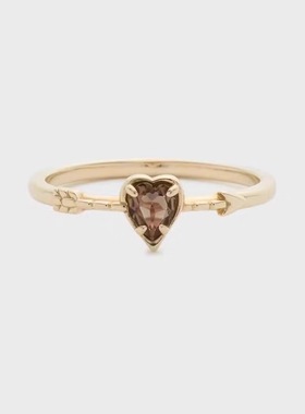 天使爱心茶晶纯银戒指