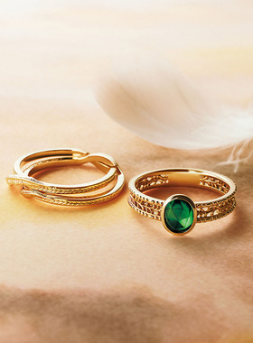 戒指纯银树叶羽毛日系女