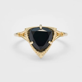 三角形 日系轻奢agete同款 黑尖晶几何 纯银戒指