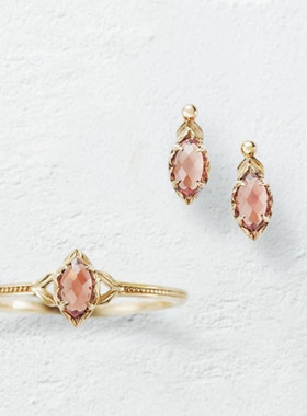 女纯银日系石榴石戒指