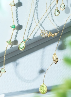 葡萄石橄榄石纯银耳钉项链手链