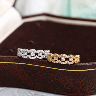 蕾丝莫桑钻星光大道纯银戒指