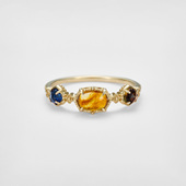 日系轻奢agete同款 纯银戒指 石榴石 复古琥珀 堇青石