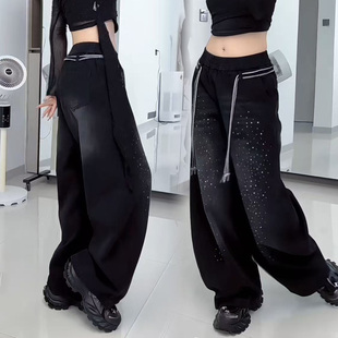 型超好看 宽松弯刀裤 亮钻阔腿牛仔裤 今年流行爆款 子 女2025新款 版