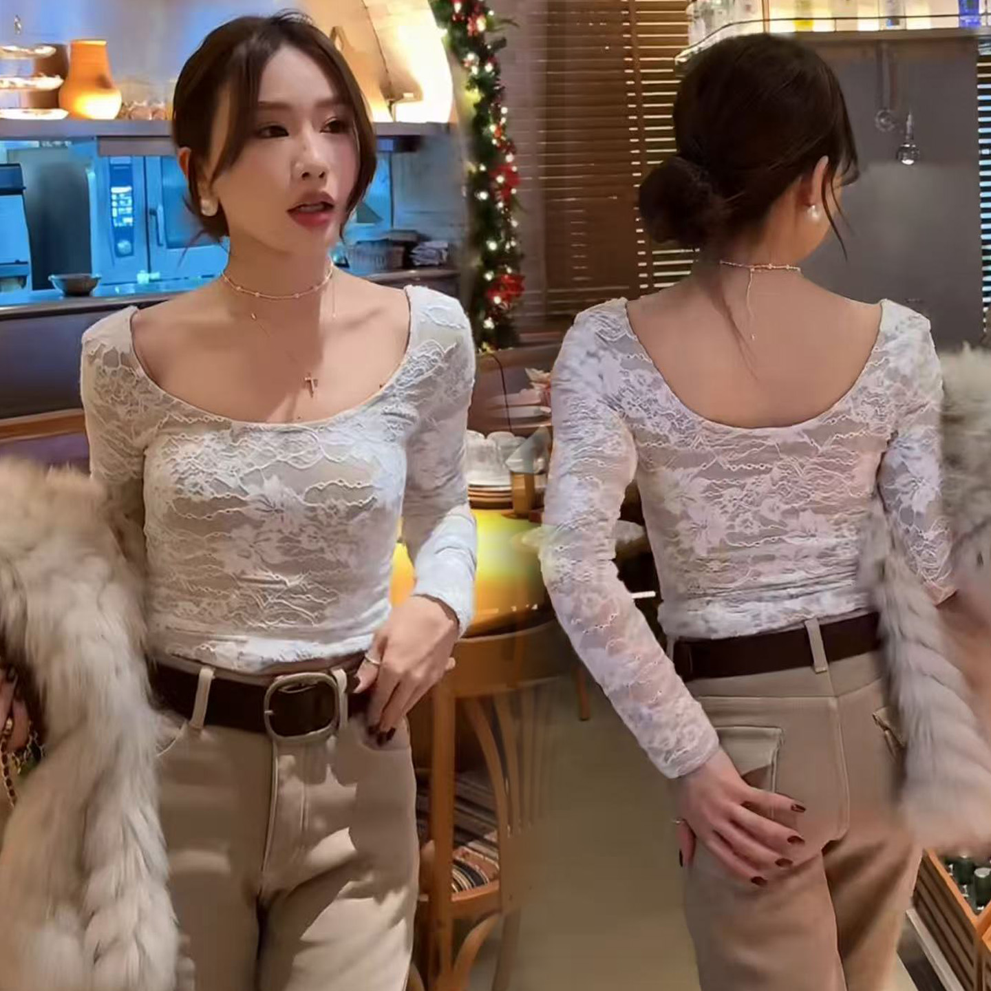 2025超火新款蕾丝打底衫修身上衣