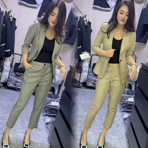 亚麻西装套装女春2026休闲西服