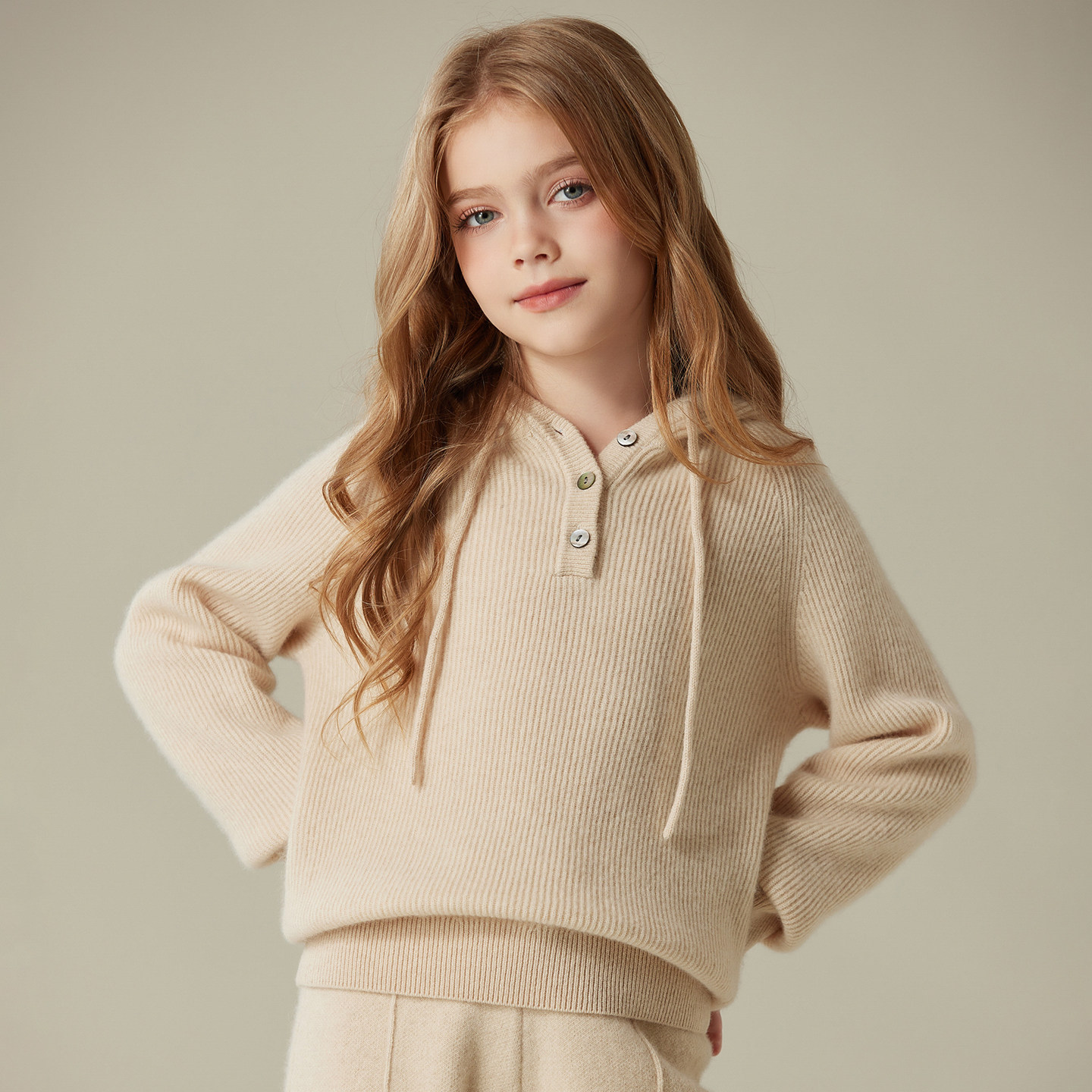 儿童连帽100纯山羊绒衫男童高端针织毛线衣秋冬帽衫女童打底毛衣