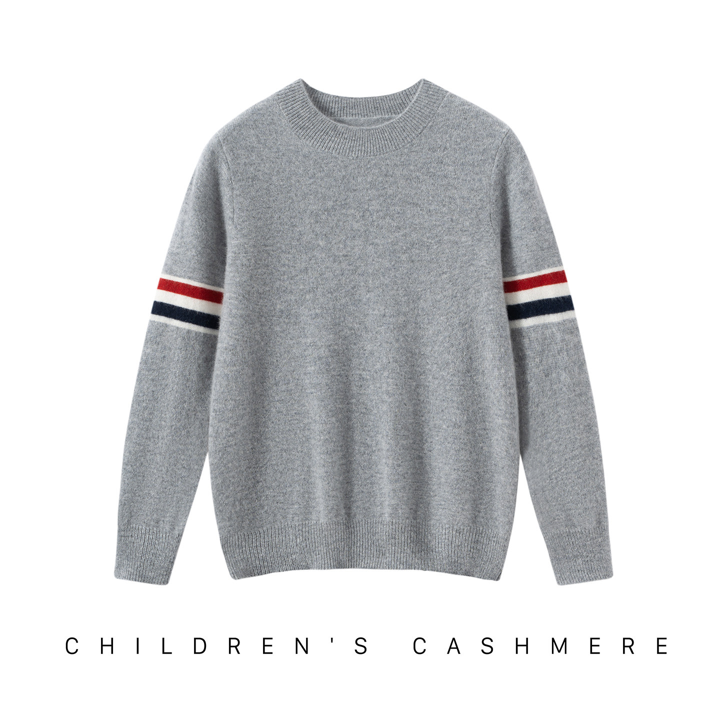 儿童圆领条纹100纯山羊绒衫男女童针织毛线衣秋冬中大童打底毛衣