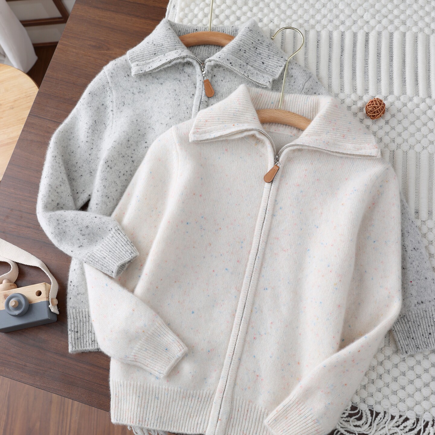 高翻领儿童100纯山羊绒开衫男童加厚针织衫上衣冬季女童毛衣外套