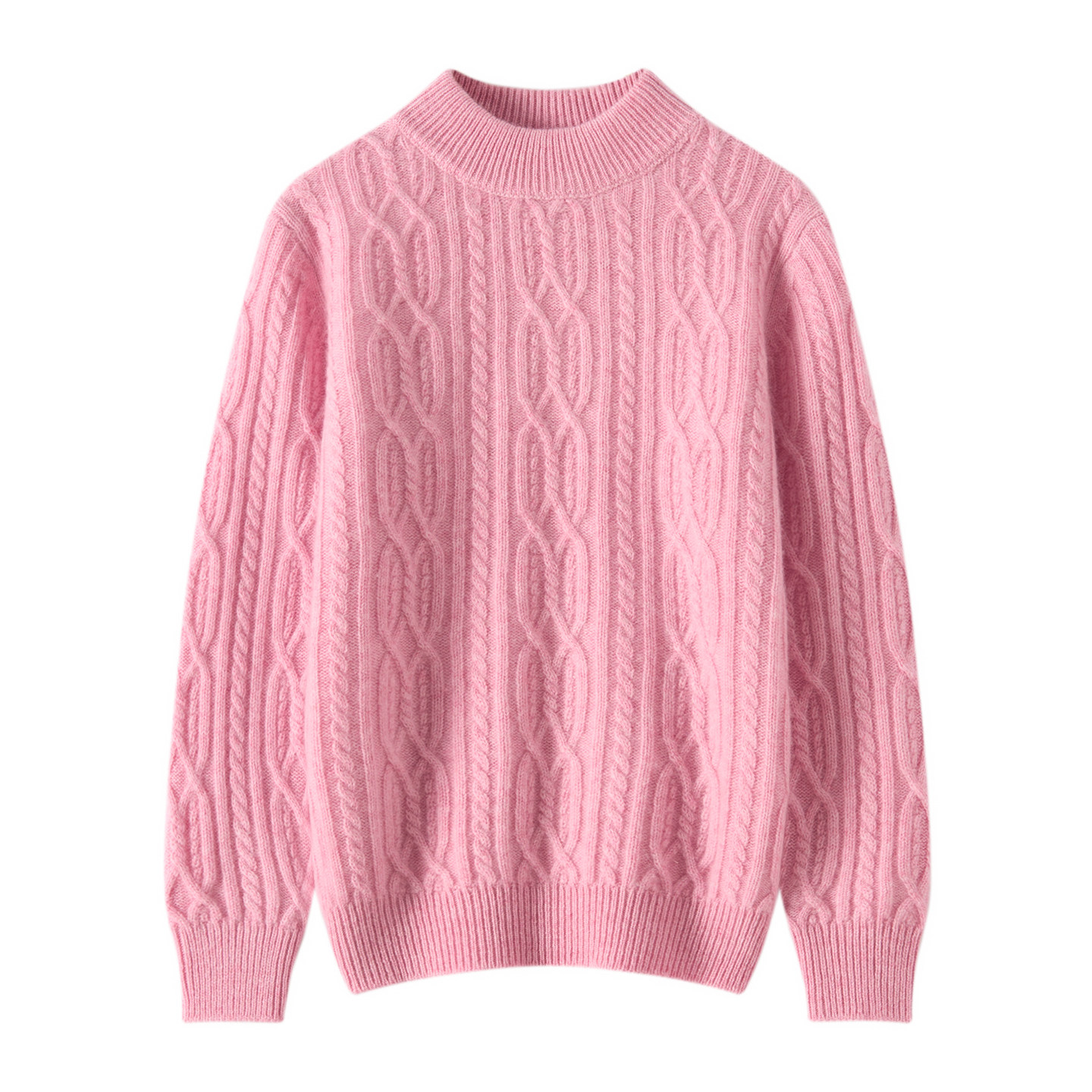 儿童半高领100纯山羊绒衫女童扭花加厚冬季针织上衣男童内搭毛衣