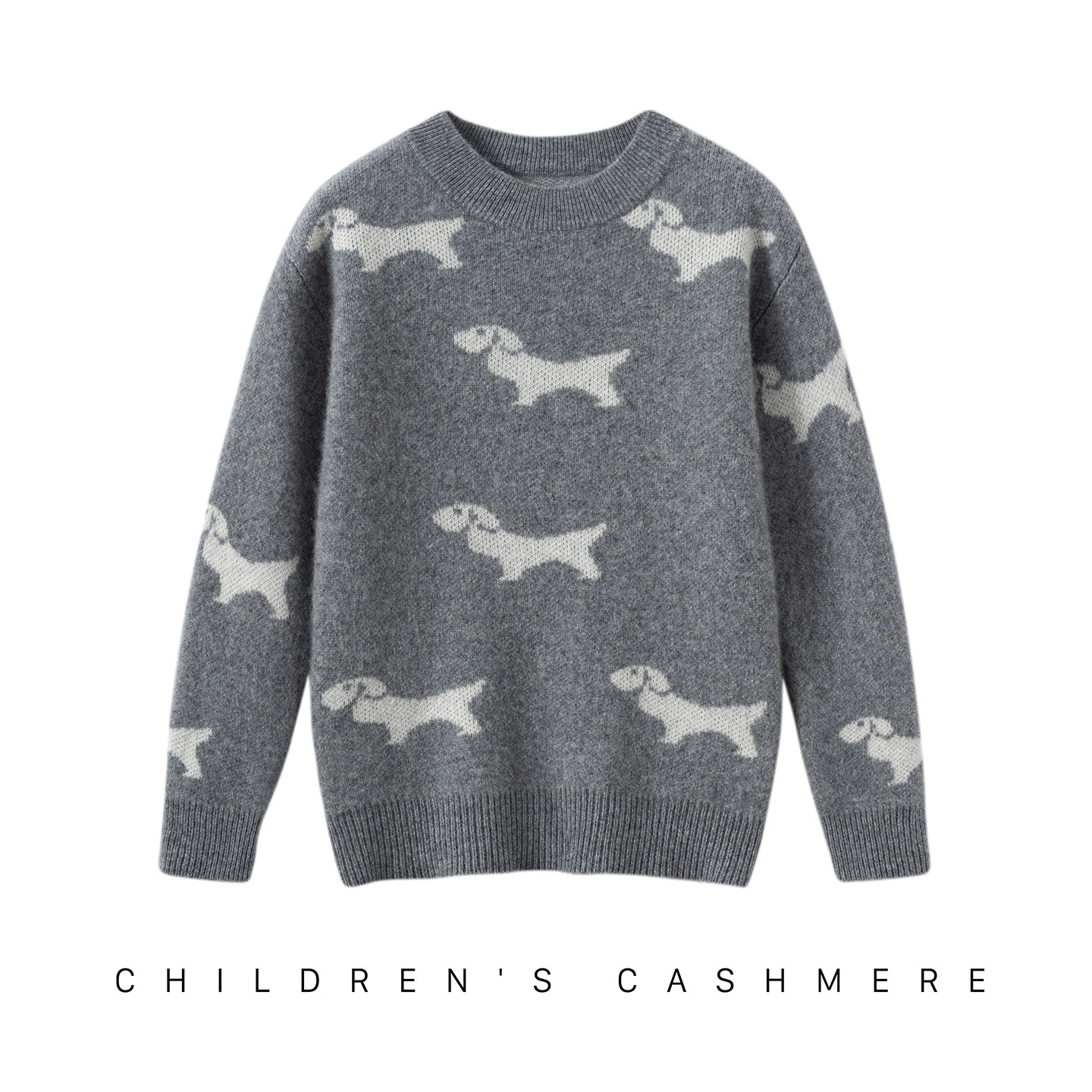 儿童提花小狗100%纯山羊绒衫中大童针织毛线衣男女童高端秋冬毛衣