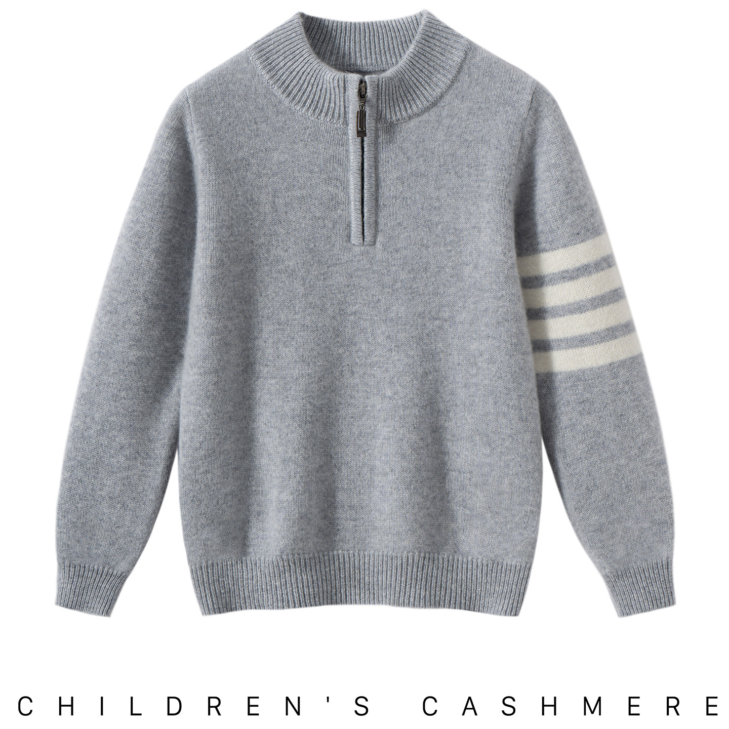 儿童半拉链100%纯山羊绒衫男女童加厚针织毛线衣秋冬款中大童毛衣