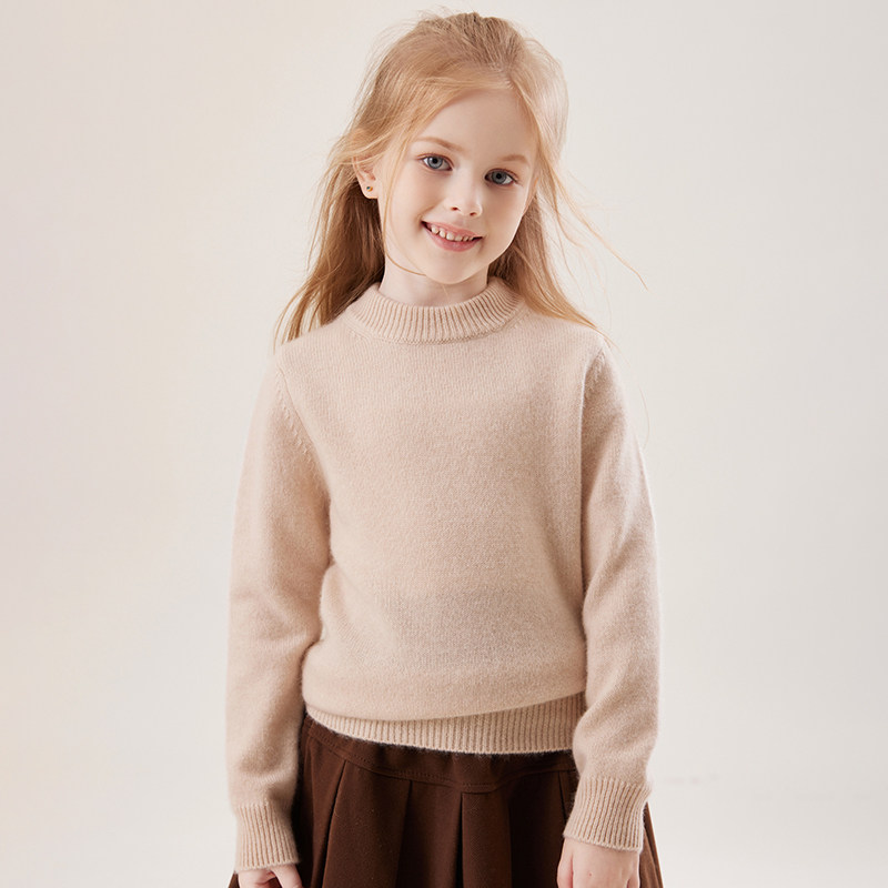 儿童半高领100纯山羊绒衫大童男童2025冬季加厚女童秋冬打底毛衣