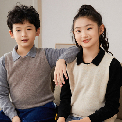 时尚纯山羊绒套头叠穿马甲