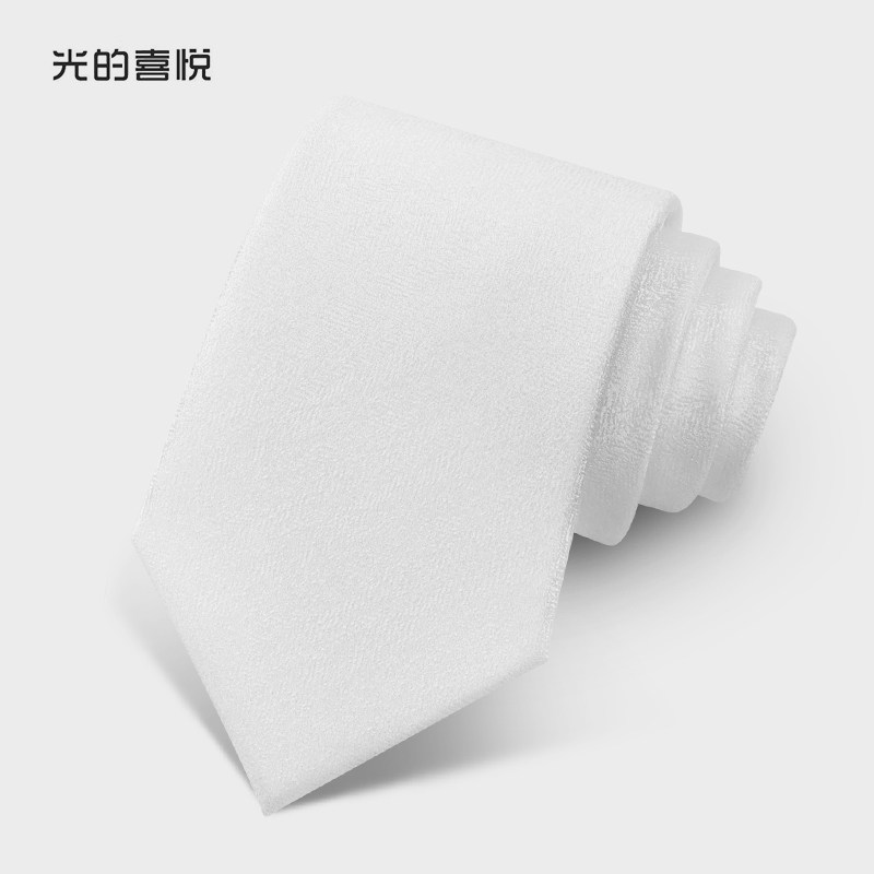 白色意式商务手打领带男高级感衬衫8CM衬衫西装配饰箭头型礼盒装