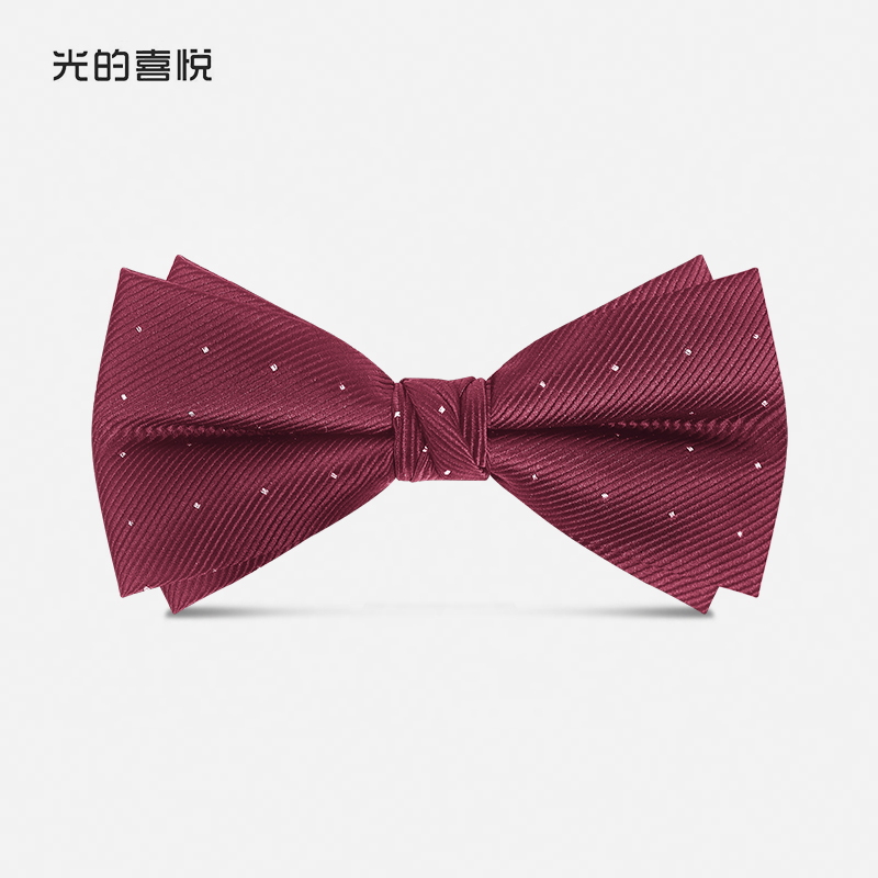 韩式暗红色波点领结男结婚婚礼西装衬衫英伦双层蝴蝶结时尚伴郎团