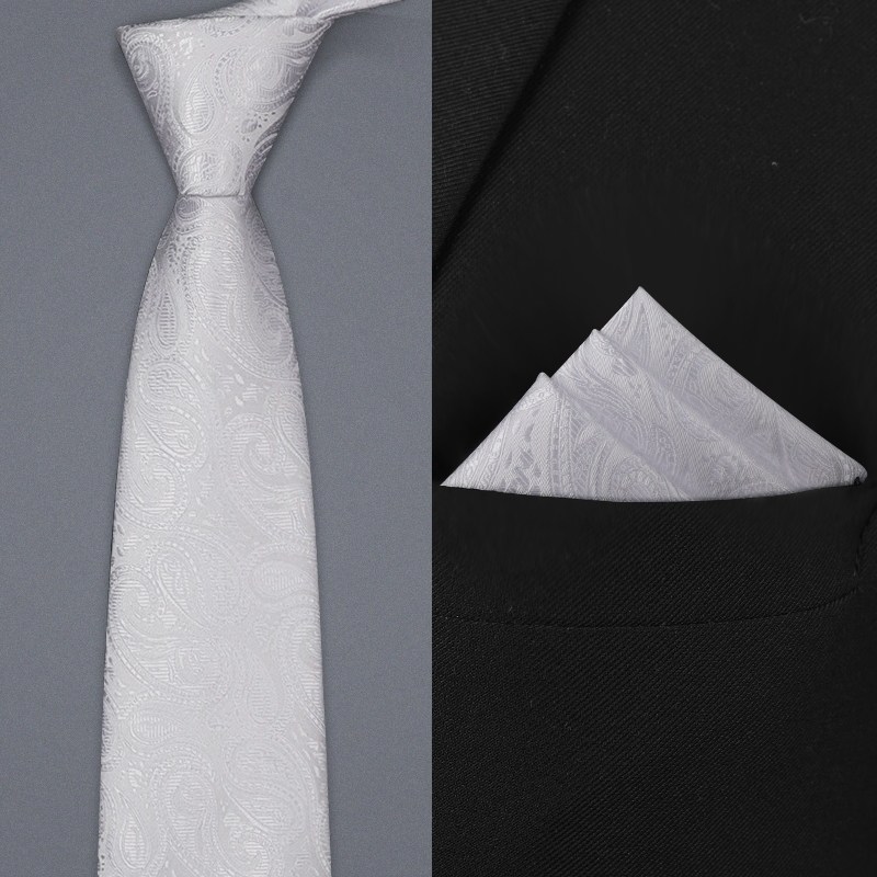 云白佩斯利领带男意式手打港风痞帅商务正装高级感西装配饰礼盒装