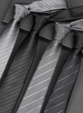 领带男正装免打西装商务黑色灰色拉链式高级感易拉得结婚新郎懒人