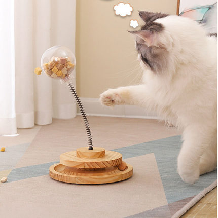 猫玩具实木逗猫棒漏食球猫咪自嗨解闷神器自动猫粮狗狗零食喂食器