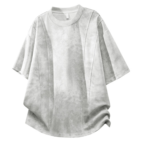 LUBINLIN美式潮流街头青春活力扎染五分袖T恤男宽松休闲百搭上衣T