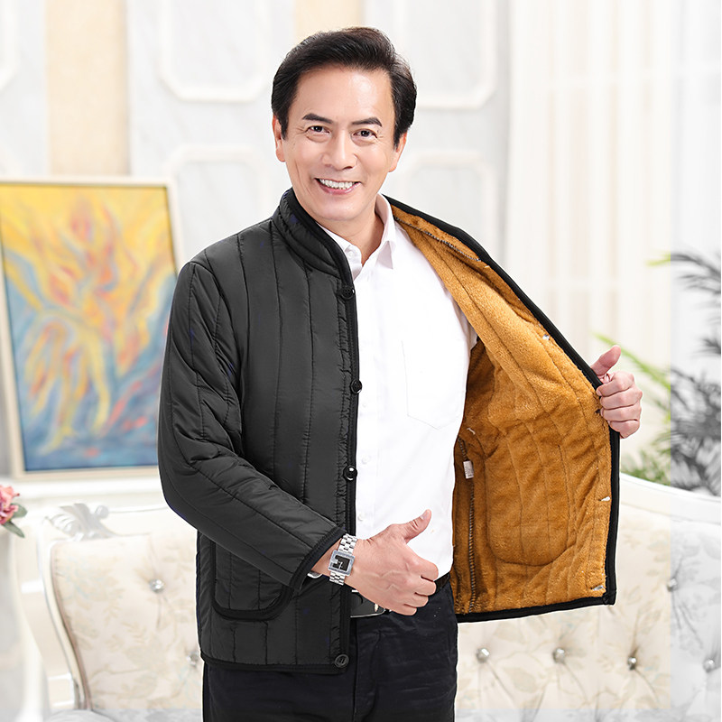 冬季中老年棉衣男士加绒加厚棉袄405060岁爸爸爷爷装中年棉服外套