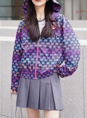 A家专柜正品2025夏季新款连帽印花防晒外套女5400855-2A60422-001