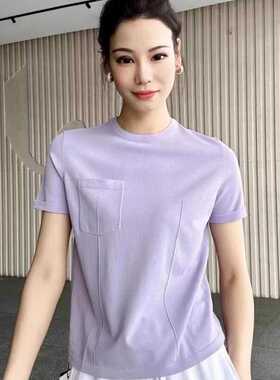 2025夏季新款女装正品口袋短袖轻奢T恤女5399730-1T55243