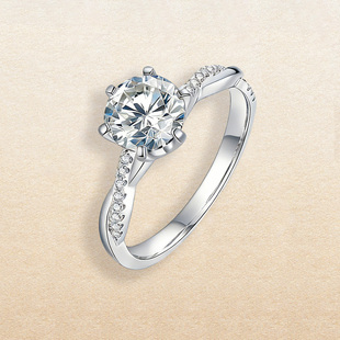 【情人节礼物】18K金交织皇冠培育钻石戒指一克拉求婚铂金钻戒女