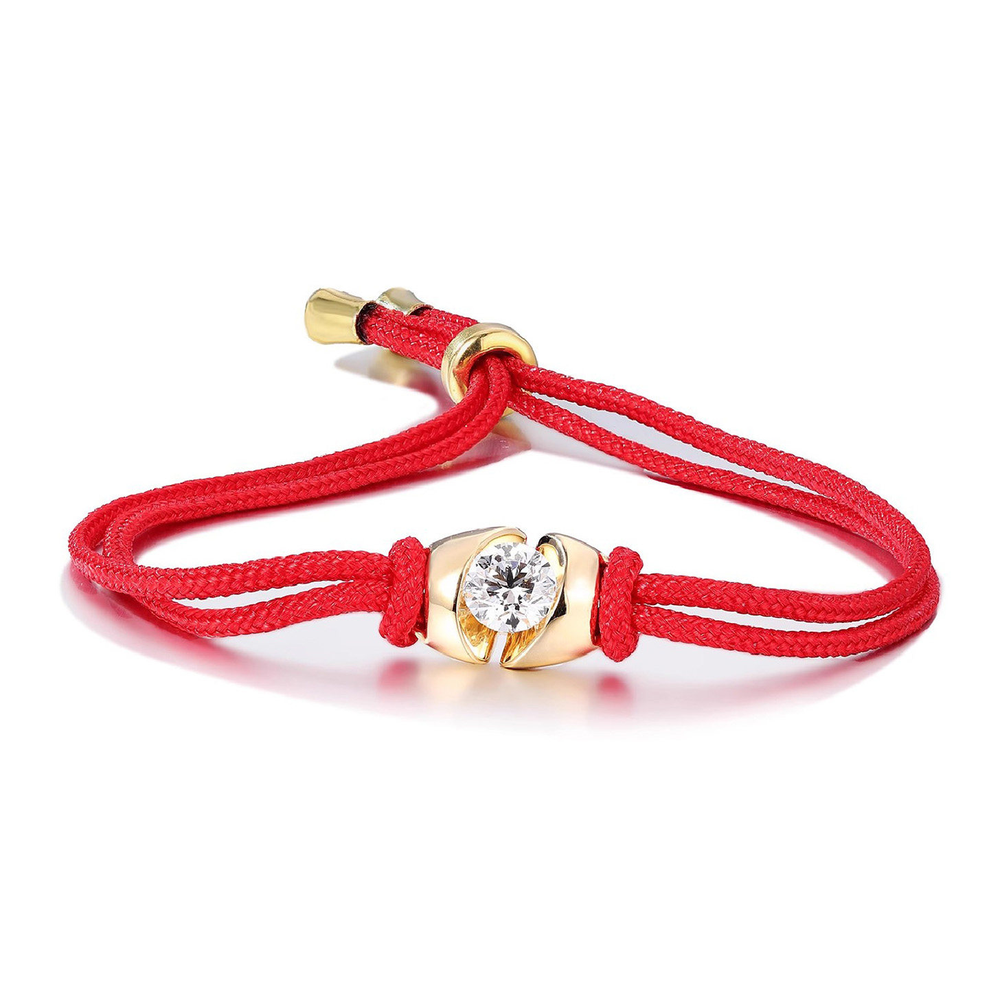 尤金喜 18k金人工培育钻石手链一克拉红绳本命年培育单钻手链女