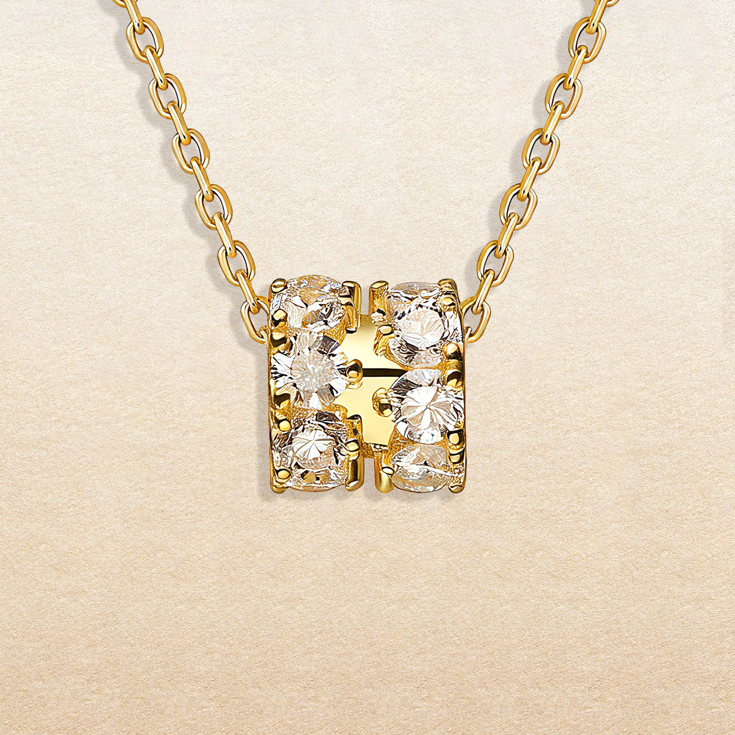 18K金 人工培育钻石项链小蛮腰diy转运珠路路通手串白金铂金吊坠