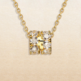 18K金 人工培育钻石项链小蛮腰diy转运珠路路通手串白金铂金吊坠