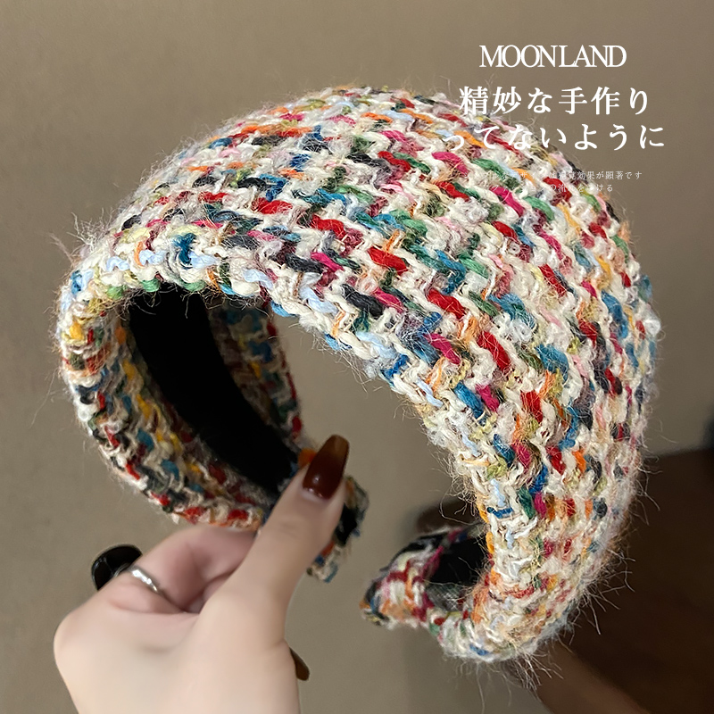 秋冬韩版彩色毛呢发箍女高颅顶发卡高级感宽边显脸小压发头箍头饰