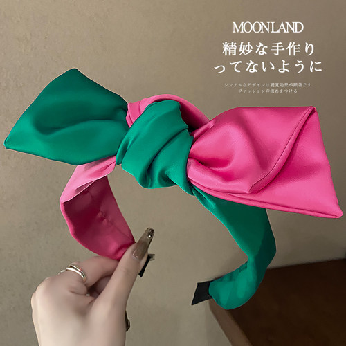 高颅顶显脸小洋气撞色大蝴蝶结发箍女款夏季甜美宽边发捆发卡发饰