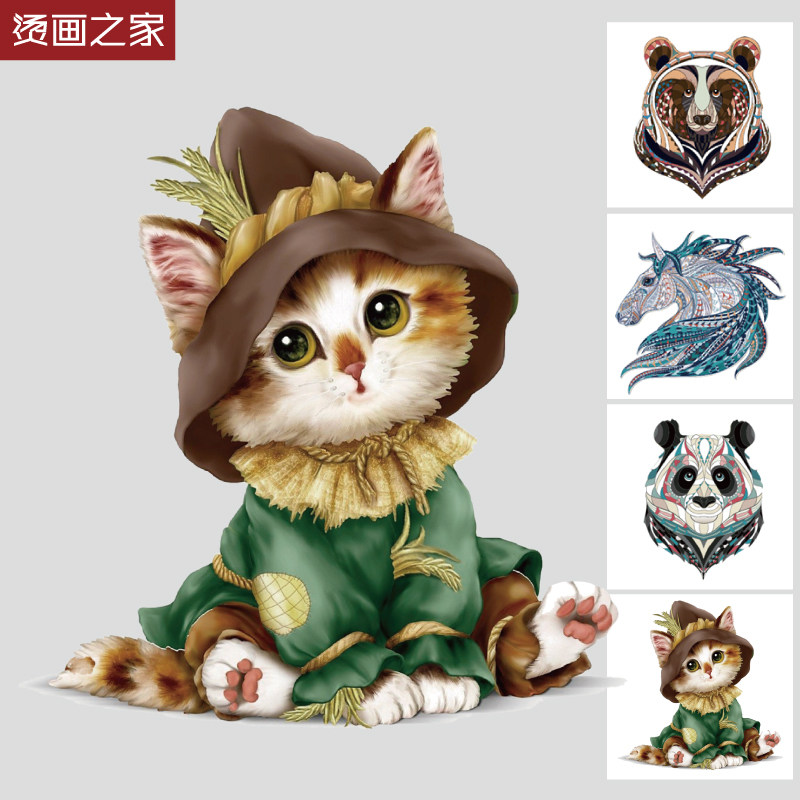 烫画之家卡通动物热转印烫画贴热转印服装辅料魔法猫咪烫画图案