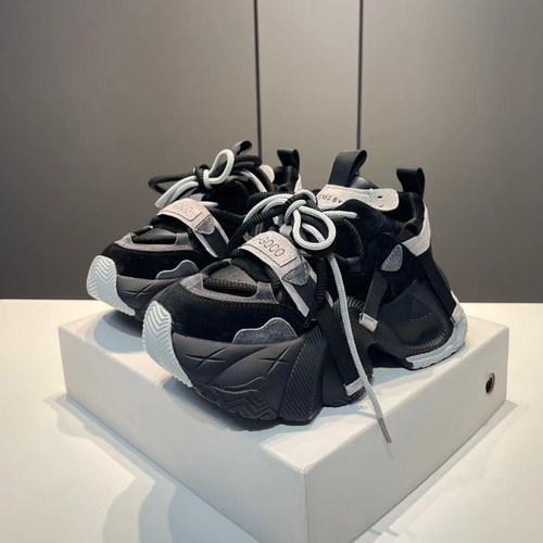 真皮欧洲站松糕增高运动休闲鞋