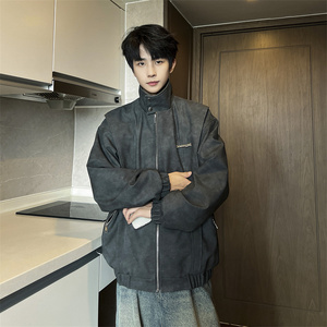 XZ413-HW504-P85-2025秋装新款扎染PU美式复古休闲百搭夹克外套，男装夹克，星座413（原星座105C）