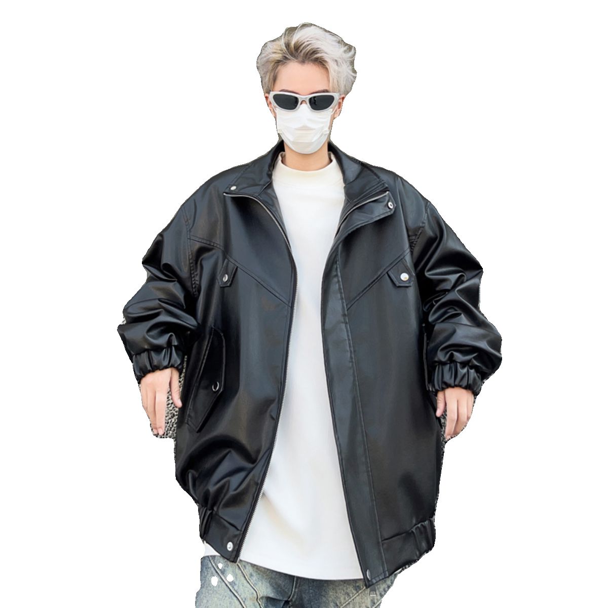 XZ413HW233-P100-2025秋装新款羊羔毛机车PU时尚休闲潮流外套,男装工装外套,星座413（原星座105C）