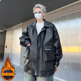 XZ413HW235-P110-2025秋装新款羊羔毛机车PU时尚休闲工装夹克外套，男装夹克，星座413（原星座105C）