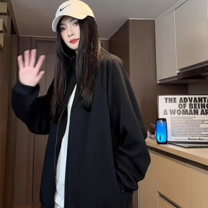 XZ413HW666-P58现货2025春季新款美式百搭休闲质感超好立领卫衣，女装卫衣/绒衫，星座413（原星座105C）