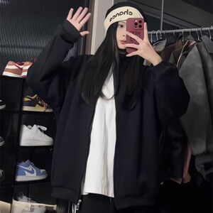 XZ413HW666-P58现货2025春季新款美式百搭休闲质感超好立领卫衣图片