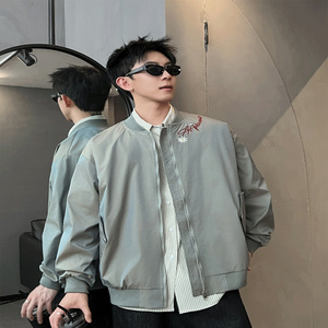 XZ413-HW153-P70-2025秋装新款渐变色绣花百搭青少年立领夹克外套图片