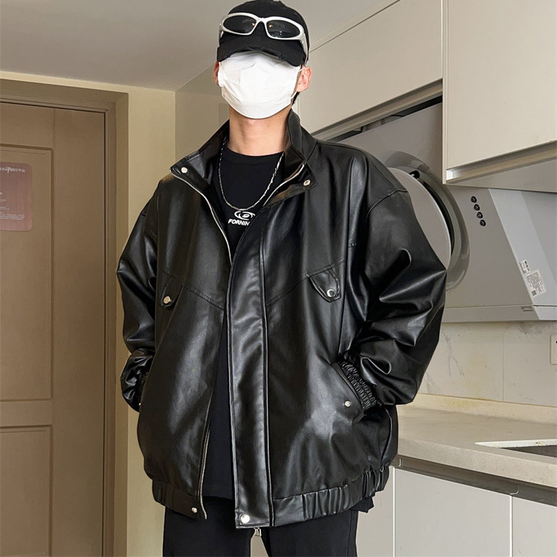 XZ413-HW233-特批75-2025秋装新款机车PU时尚休闲潮流皮夹克外套,男装皮衣,星座413（原星座105C）