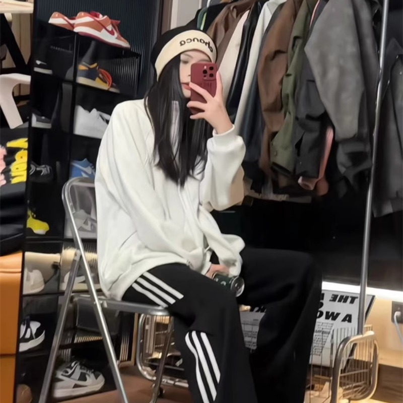 XZ413HW666-P58现货2025春季新款美式百搭休闲质感超好立领卫衣，女装卫衣/绒衫，星座413（原星座105C）
