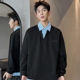 XZ413HT109J特批35-2025夏季新款休闲百搭时尚配色假两件长袖卫衣，男装卫衣，星座413（原星座105C）