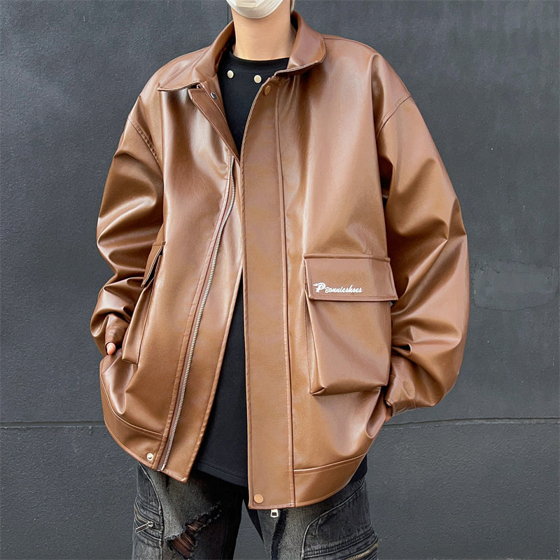 XZ413HW235-P90-2025秋装新款机车PU时尚休闲潮流工装夹克外套,男装夹克,星座413（原星座105C）