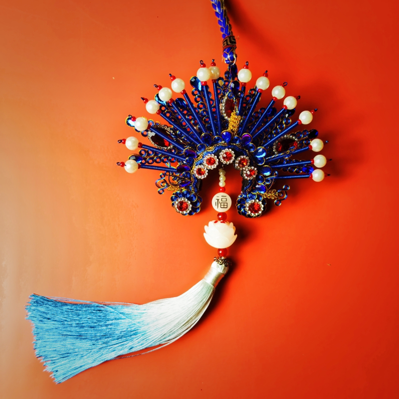 京剧 文创 手工掐丝凤冠挂饰 车内装饰 家居饰品双面车挂